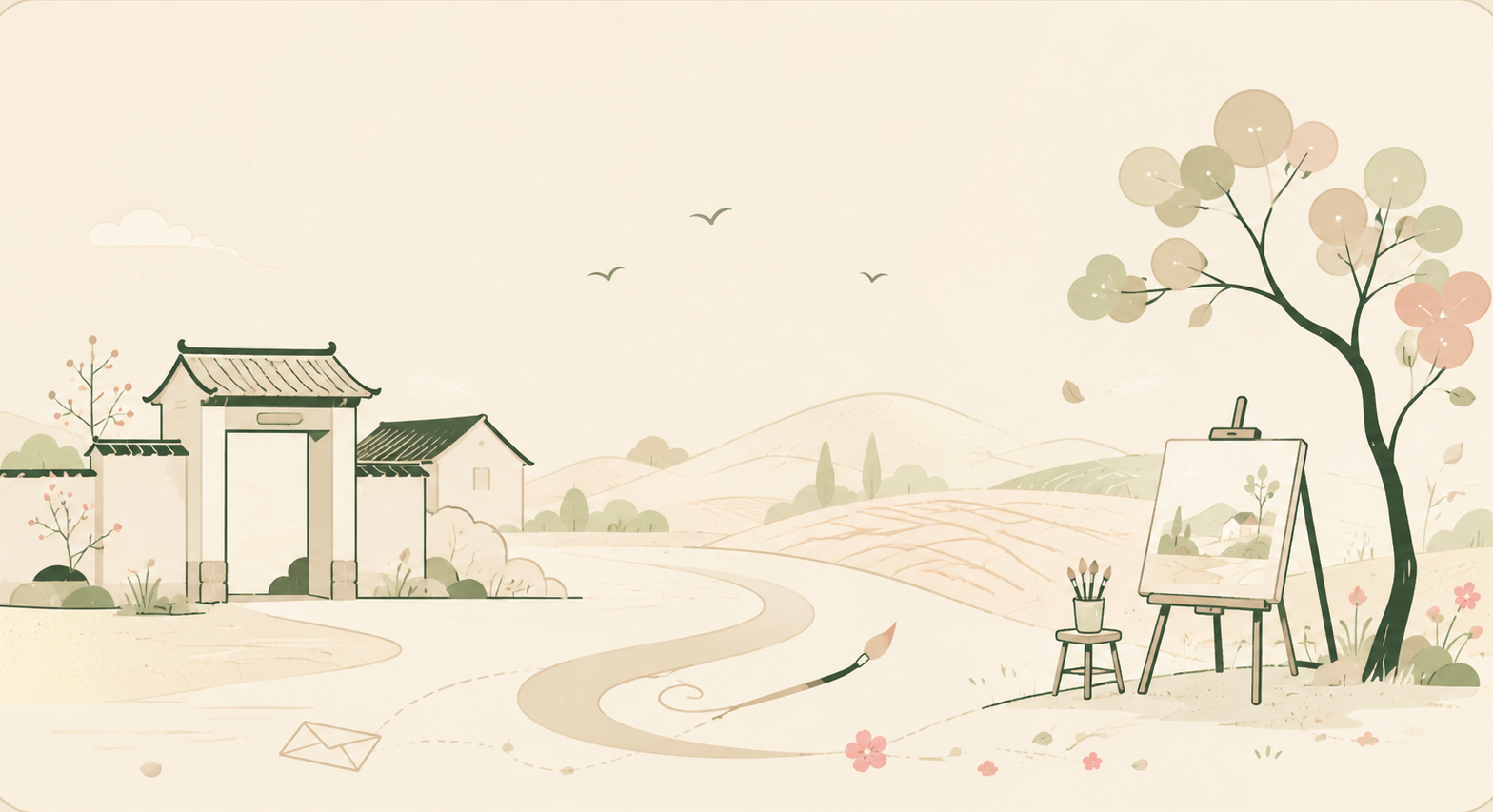 文艺小院插画
